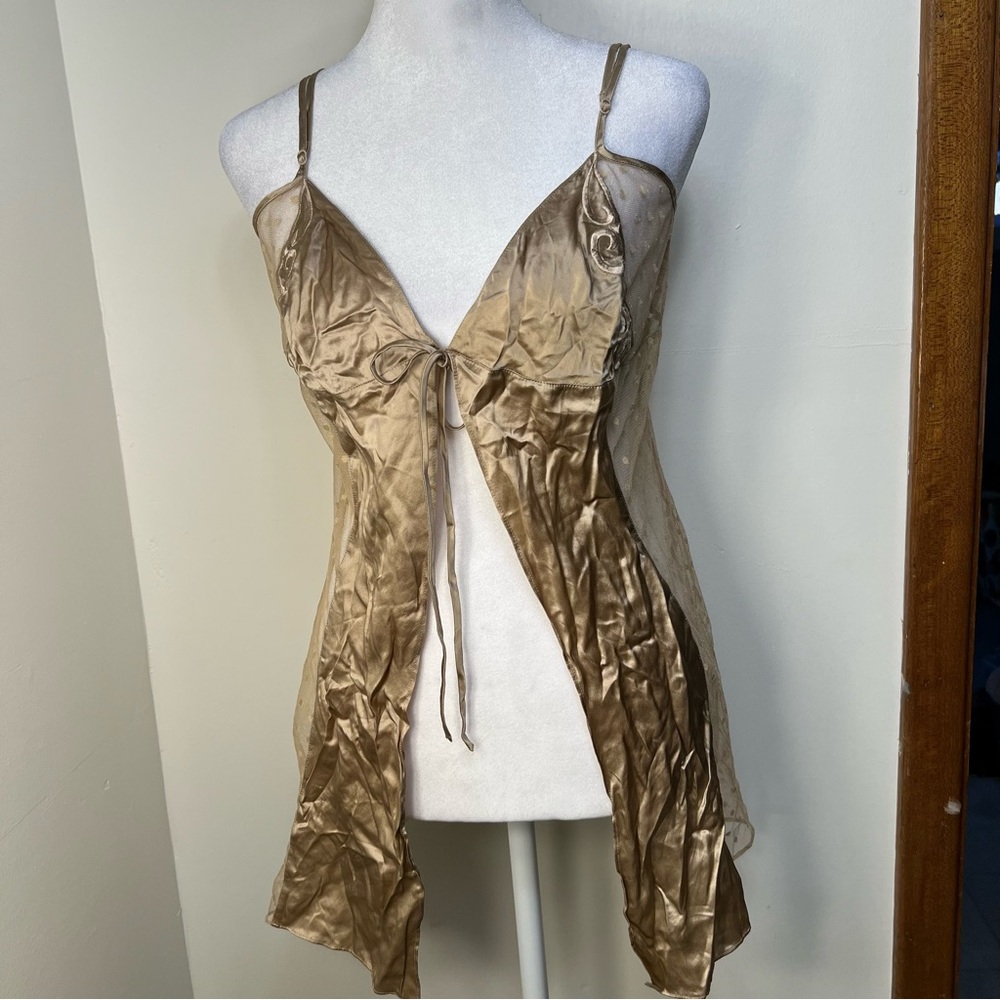 Victoria's Secret Gold Satin Nightgown‎ lace size M